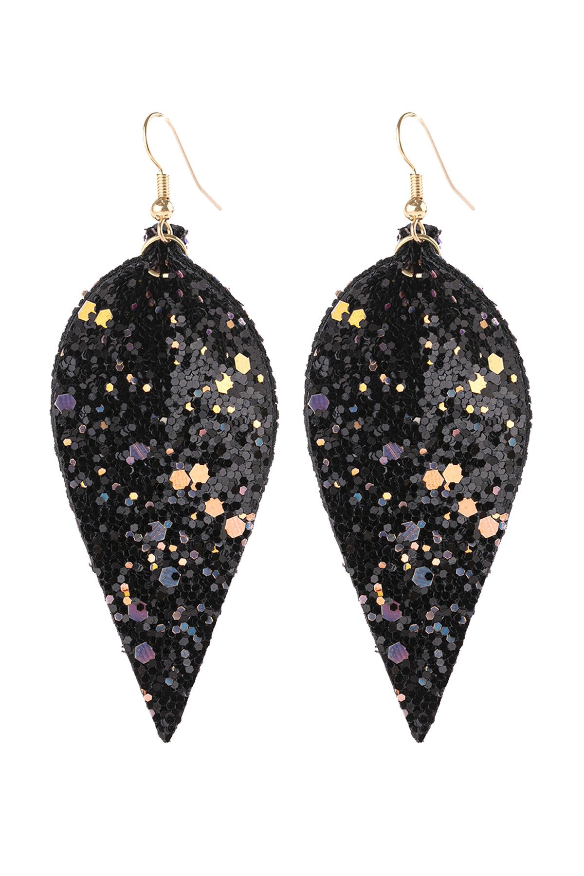 Pinched Sequin Leather Drop Earrings - 8 COLORS