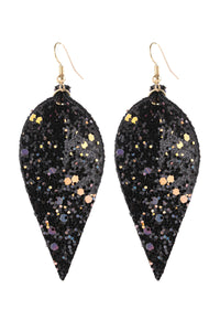 Thumbnail for Pinched Sequin Leather Drop Earrings - 8 COLORS