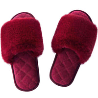 Thumbnail for Faux Fur Open Toe Slippers - T - 5 COLORS -