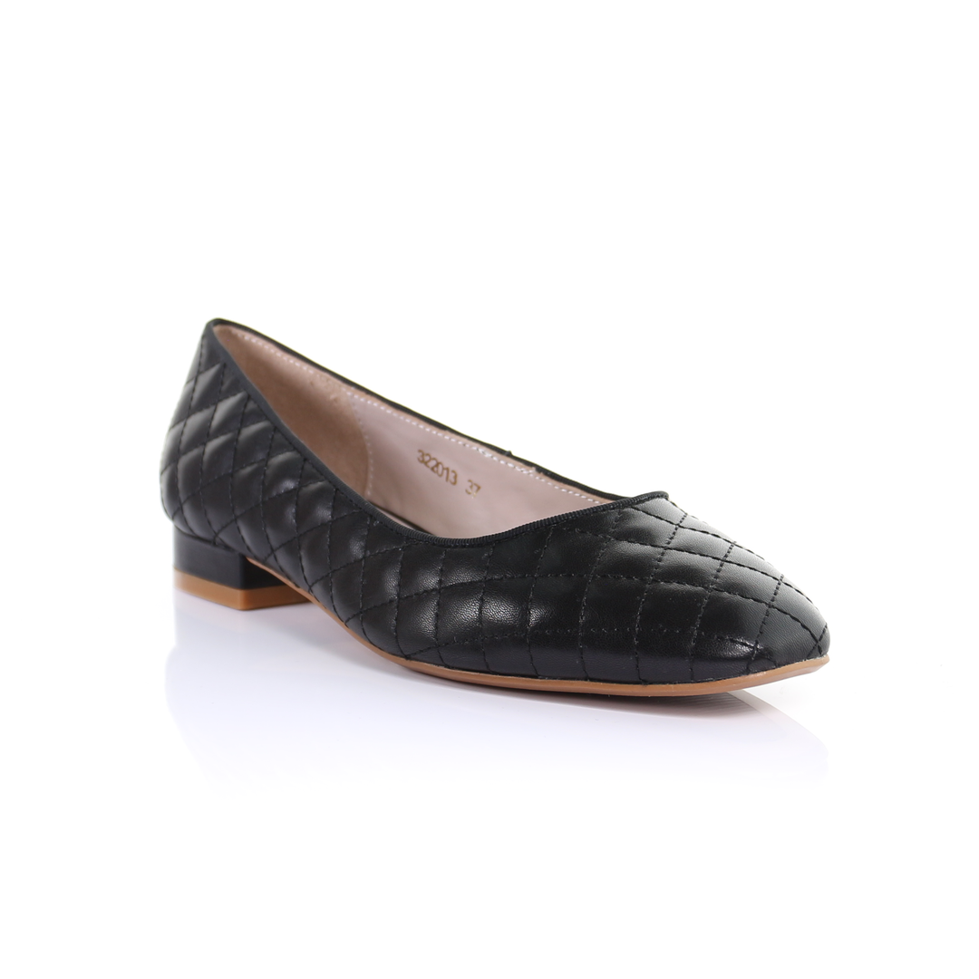 Classic Leather Square Toe Ballerina - (Black)