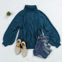 Thumbnail for Riah Fashion - Chunky Cable Knit Turtleneck Sweater - 9 COLORS -