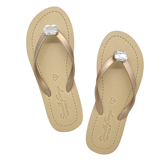 SAND BY SAYA N.Y. - Rectangle Studs - Crystal Flat Flip Flops Sandal - 4 COLORS -