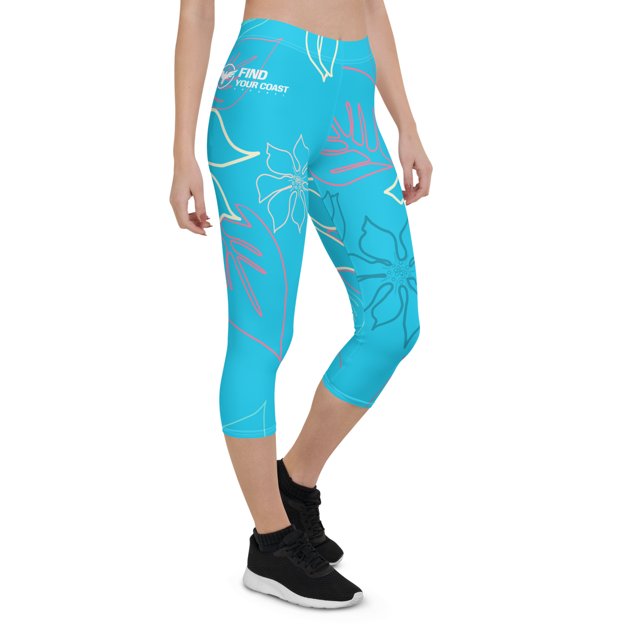 FYC - Women's All Day Comfort Baby Blue aloha Capri Leggings - 1 COLOR -