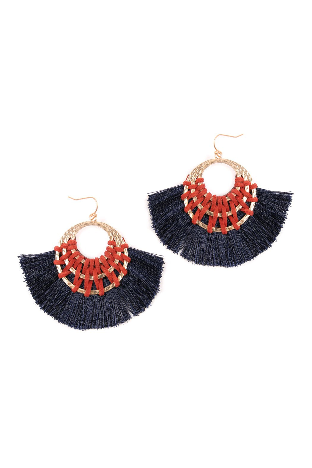 Riah Fashion - Classic Fan Tassel Earrings - 7 COLORS -