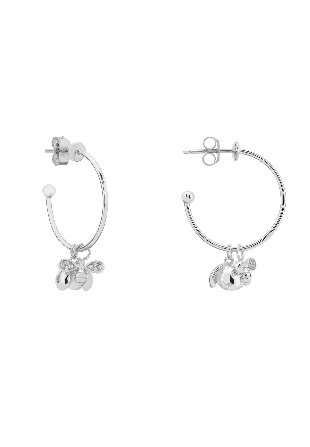 LATELITA - Busy Bee & Pearl Hoop Earrings Silver -