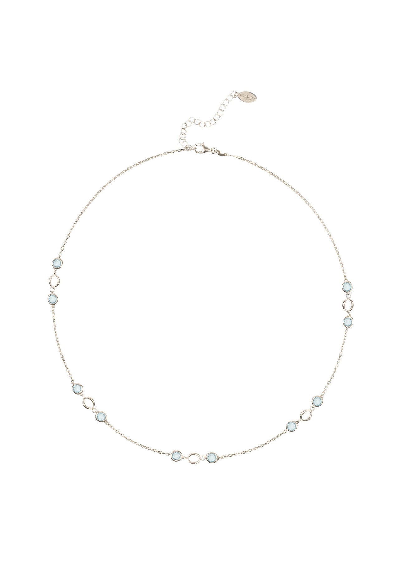 LATELITA - Milan Link Gemstone Necklace Silver Blue Topaz -