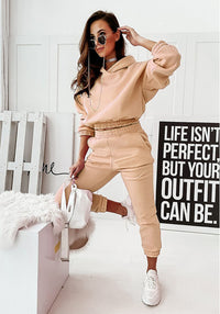 Thumbnail for Casual sports hooded long-sleeved trousers two-piece suit set - 2 PCS. - K - 5 COLORS -