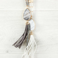 Thumbnail for Natural Stone Tassel Pendant Necklace - 5 COLORS -