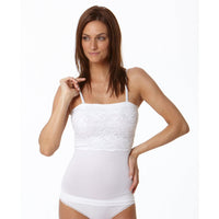 Thumbnail for Seamless Slimming Camisole With Lace Front Bodice White -