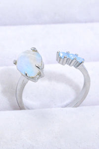 Thumbnail for 18K Rose Gold-Plated Moonstone Open Ring - T - 1 ADJUSTABLE SIZE - 2 FINISHES -