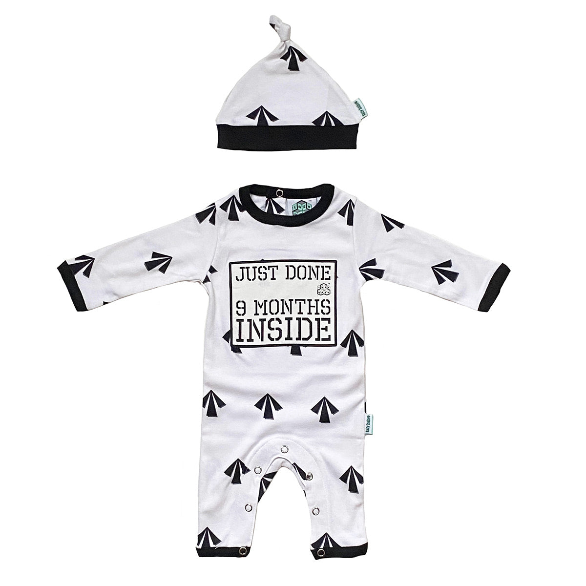 New Born Baby Grow -Just Done 9 Months Inside® Arrows - Baby Shower Gift - Coming Home Outfit by Lazy Baby® -