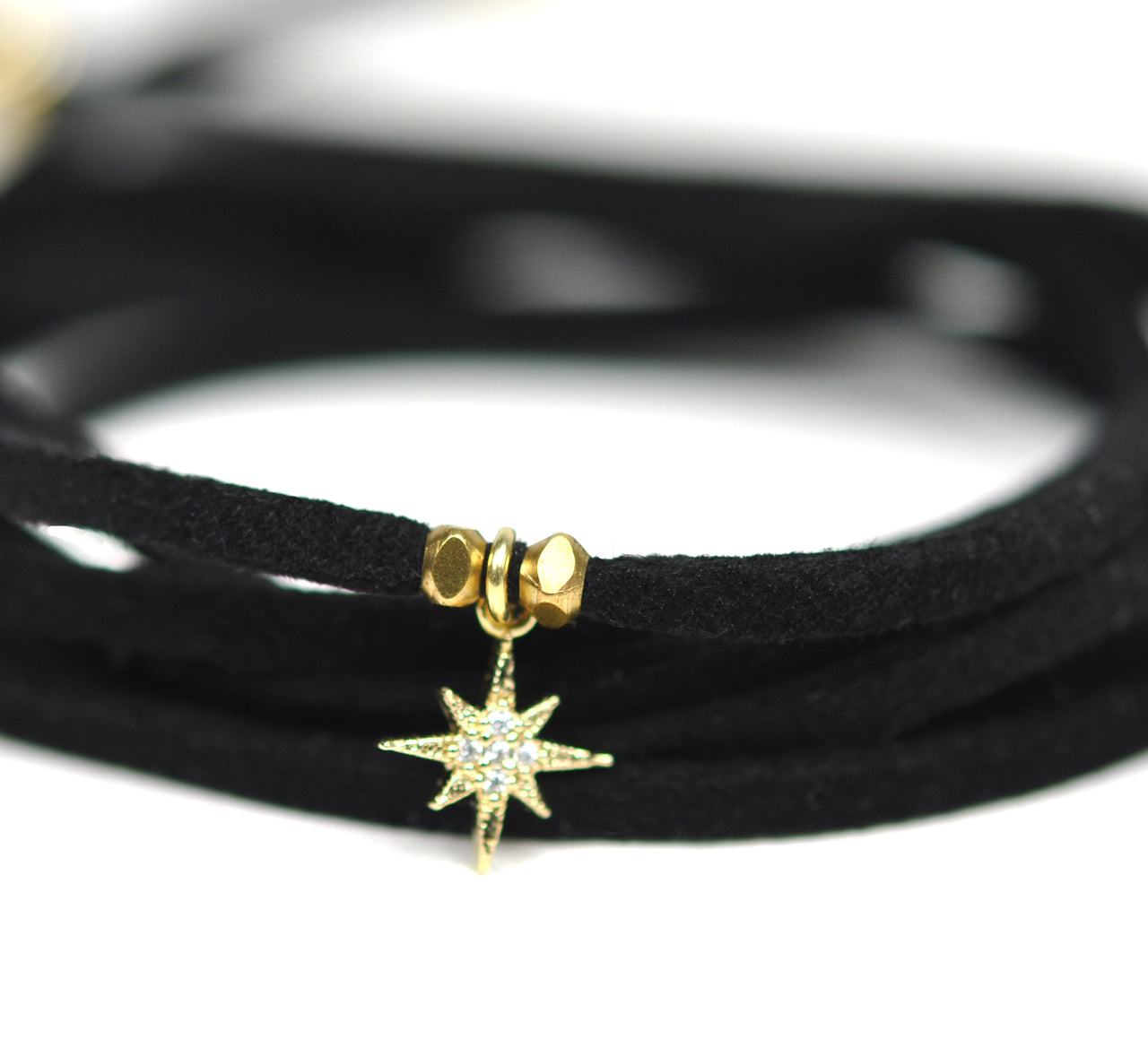 Gena Myint - North Star Black Suede Wrap Bracelet -