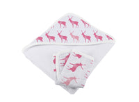 Thumbnail for Newcastle - Pink Deer Cotton Hooded Towel and Washcloth Set -