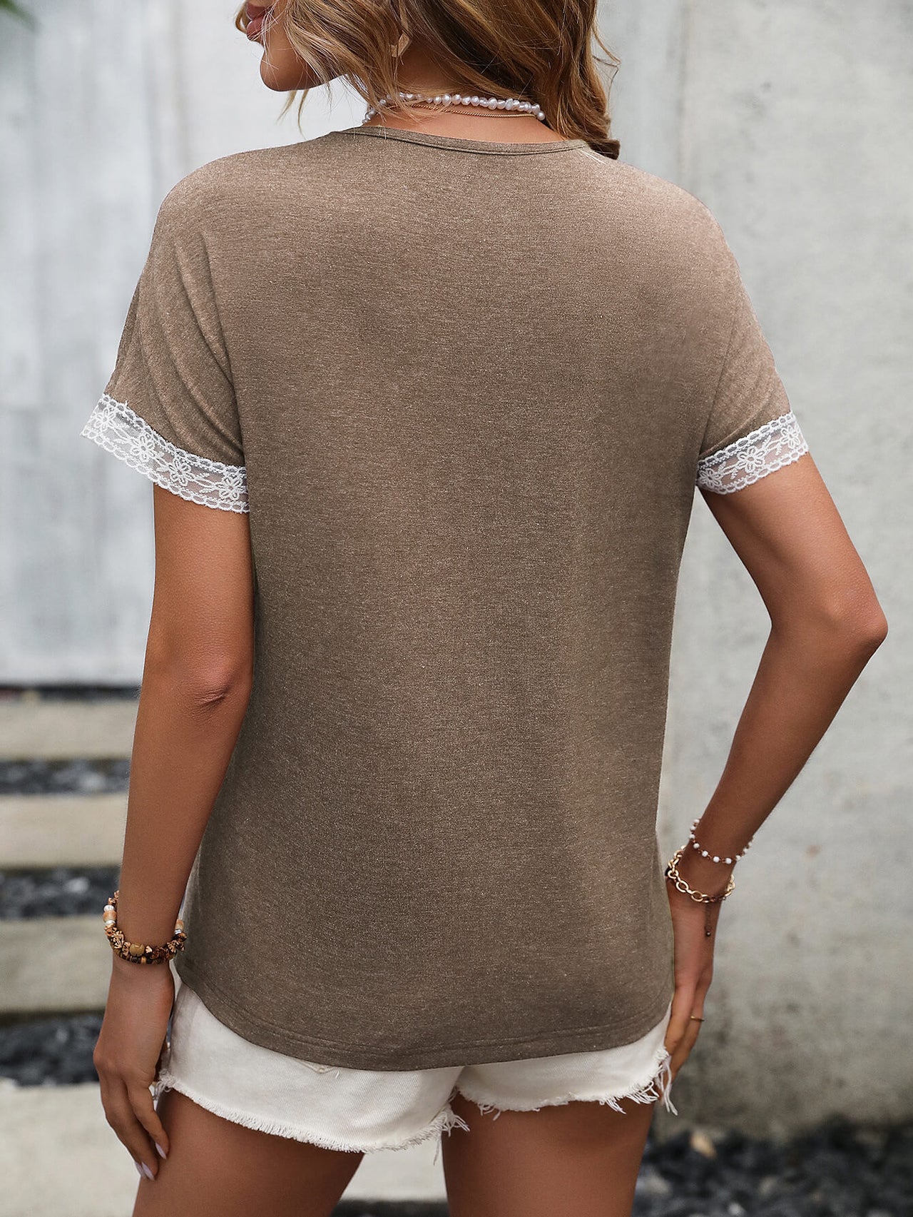 Contrast Round Neck Short Sleeve Tee - T - 3 COLORS -