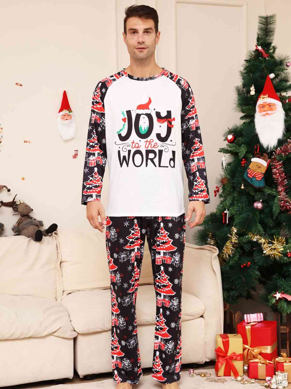 MEN Full Size JOY TO THE WORLD Graphic Two-Piece Set - T -