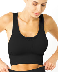 Thumbnail for Savoy - Mesh Seamless Bra With Cutouts - Black - 1 COLOR -