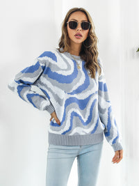 Thumbnail for Round Neck Dropped Shoulder Sweater - T - 3 COLORS -