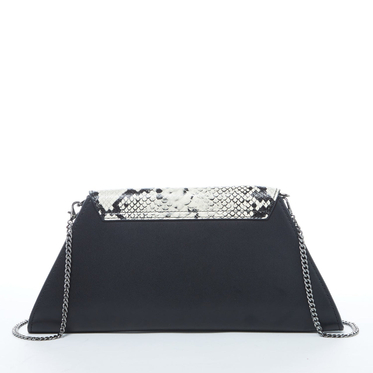 Angelica Leather Clutch Black Snakeskin -