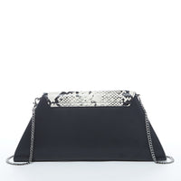 Thumbnail for Angelica Leather Clutch Black Snakeskin -