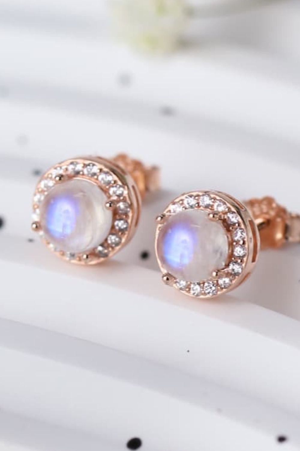 Natural Moonstone 925 Sterling Silver Stud Earrings - T - 2 FINISHES -