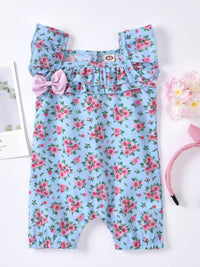 Thumbnail for Baby Girl Printed Bow Detail Square Neck Romper - T - 2 COLORS - 5 SIZES -