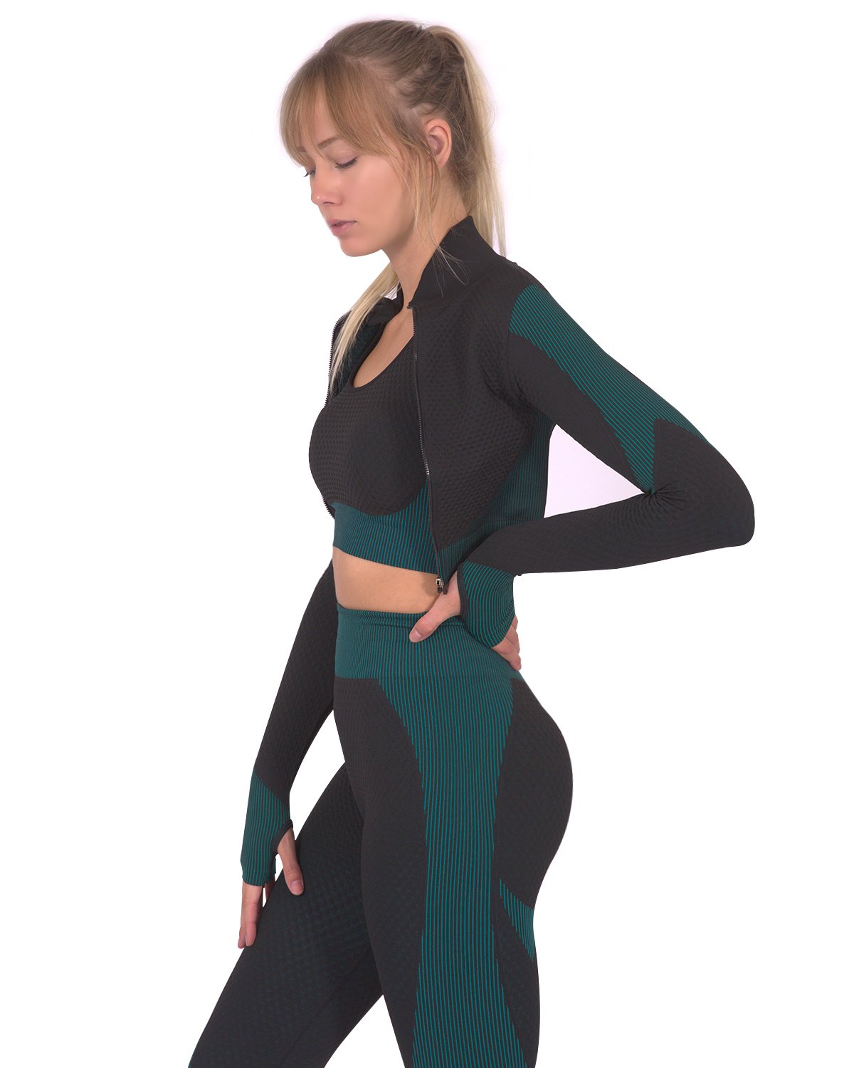 Savoy - Trois Seamless Sports Jacket - Black With Teal Blue - 1 COLOR -