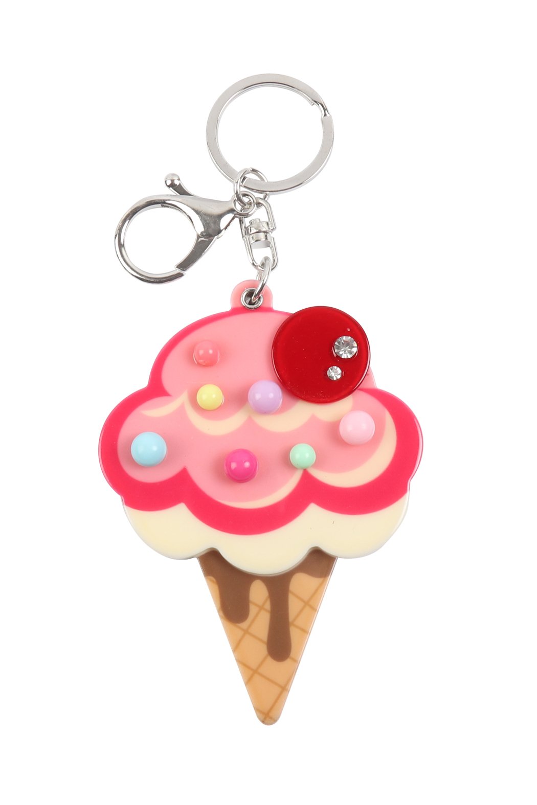 Riah Fashion - Ice Cream Rhinestone With Mirror Keychain -