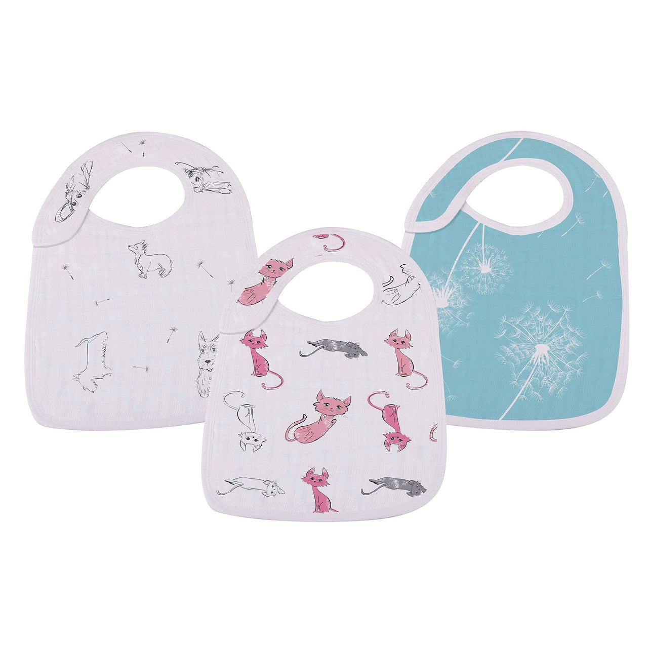 Newcastle - Dandelions Bamboo Muslin Snap Bibs 3pk -