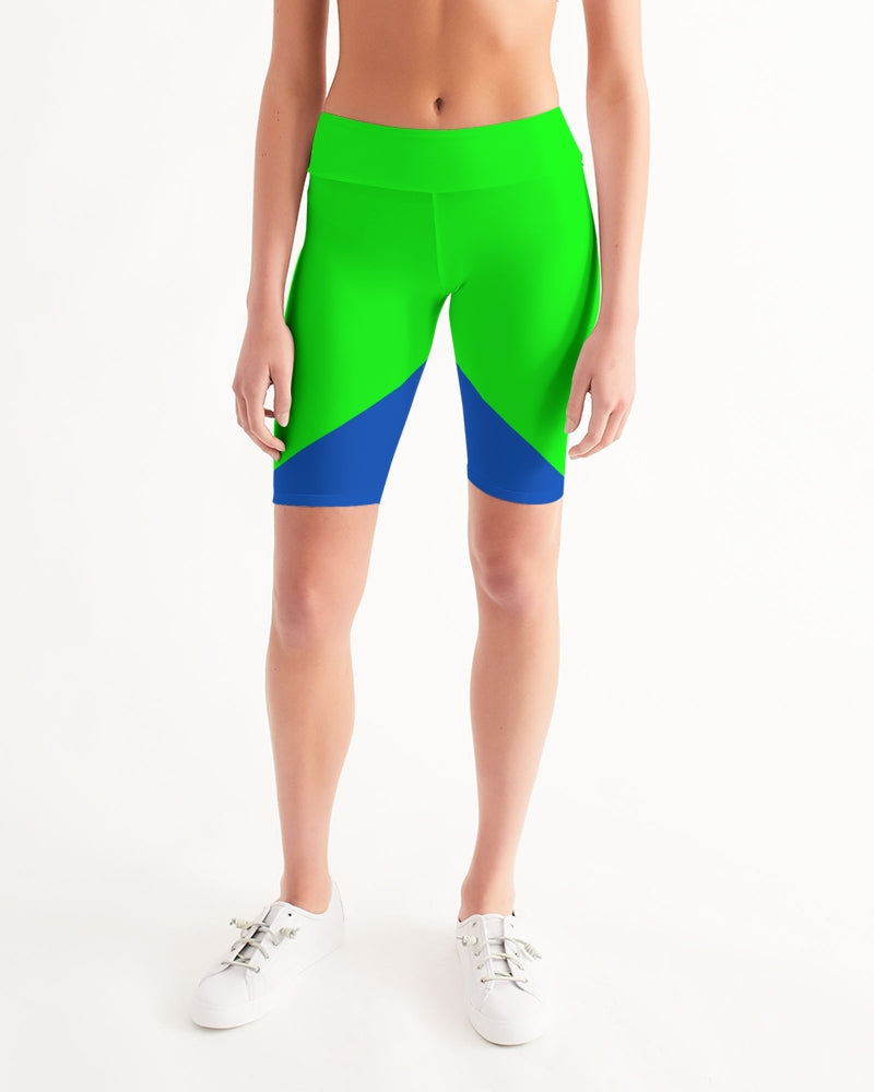 Chaluisant - Neon Green Women's Mid-Rise Bike Shorts -