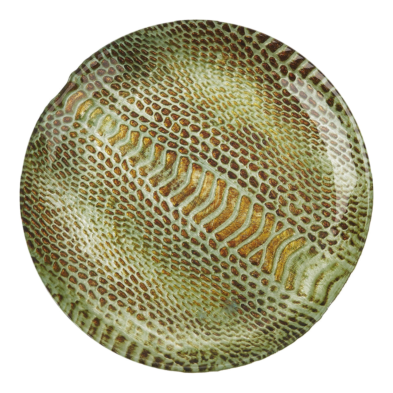 Set/4 SNAKESKIN 6.5" TURQUOISE GOLD CANAPE PLATES