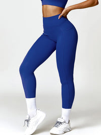 Thumbnail for Ruched Pocketed High Waist Active Leggings - T - 4 COLORS -