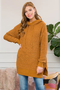 Thumbnail for Riah Fashion - Popcorn Rib Detail Hooded Pullover - 16 COLORS -