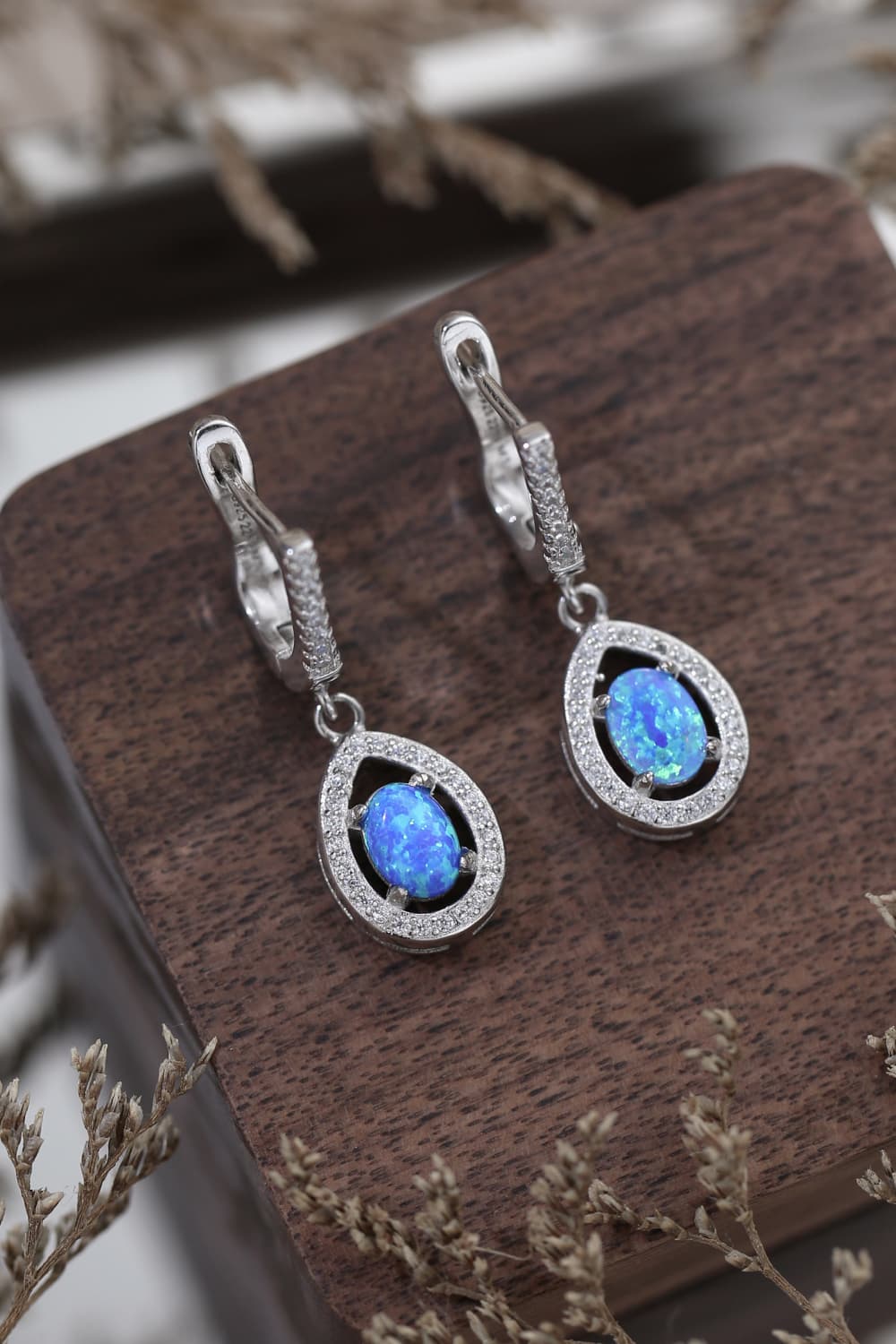 Opal Pear Shaped Drop Earrings - T - 2 COLORS -