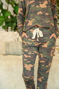 Thumbnail for Riah Fashion - Brushed Camouflage Top and Joggers Set With Self Tie - 2 PCS - 2 CAMO COLORS -