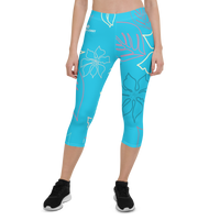 Thumbnail for FYC - Women's All Day Comfort Baby Blue aloha Capri Leggings - 1 COLOR -