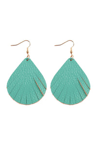 Thumbnail for Fringed Pear Shaped Leather Earrings - 10 COLORS