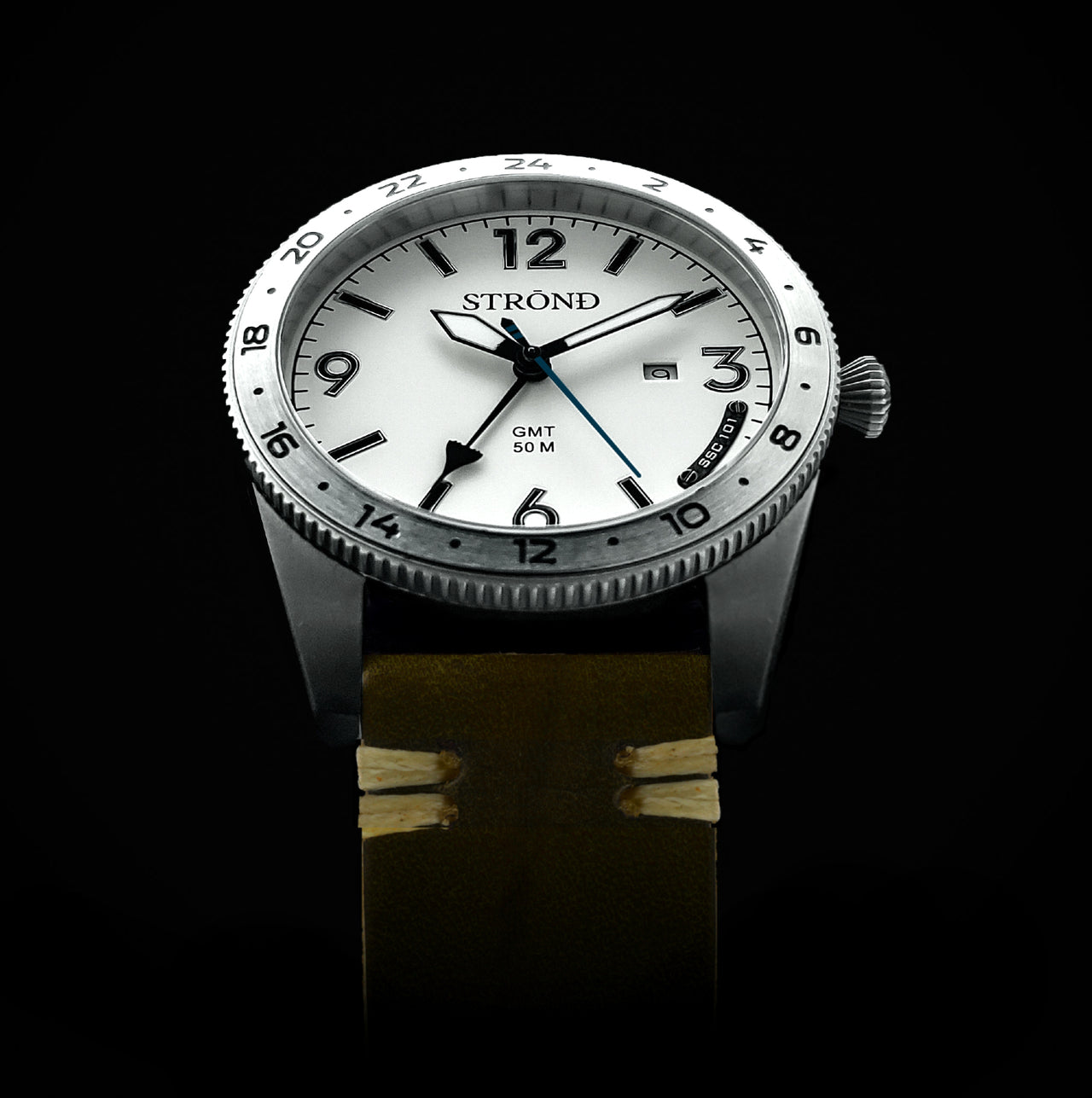 STROND U.K. - SSC-101 24h GMT, All Stainless Steel & Cream -