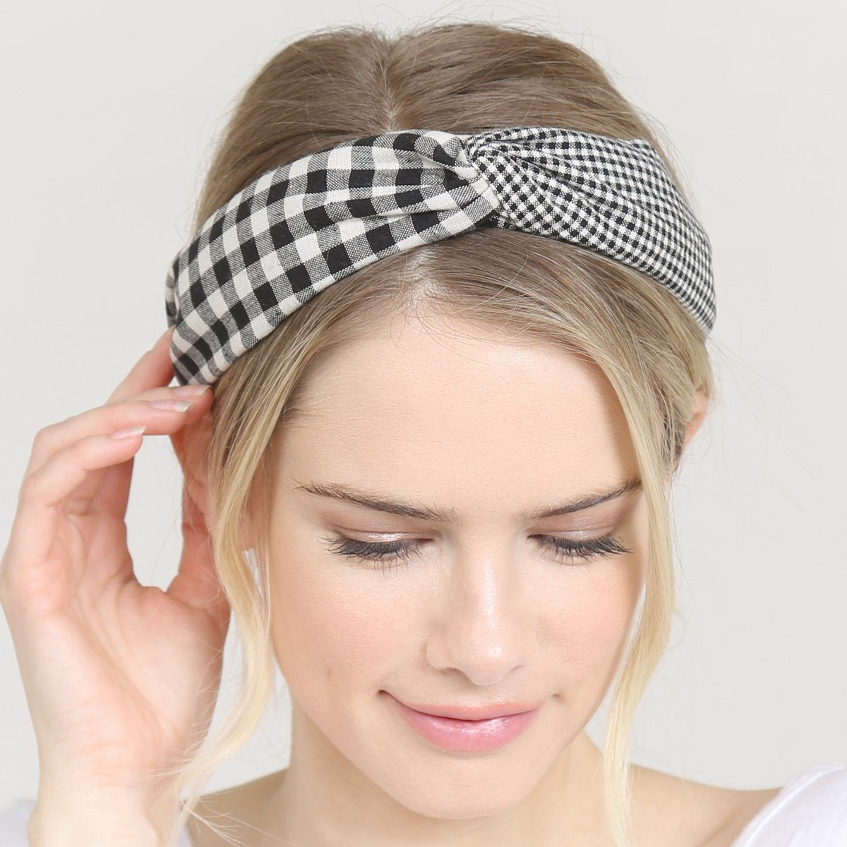 Riah Fashion - Plaid Knotted Fabric Coated Hair Band - 2 COLORS -