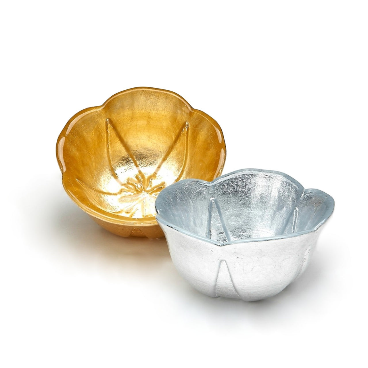 Set/4 POPPY 3.4" SILVER LEAF BOWLS