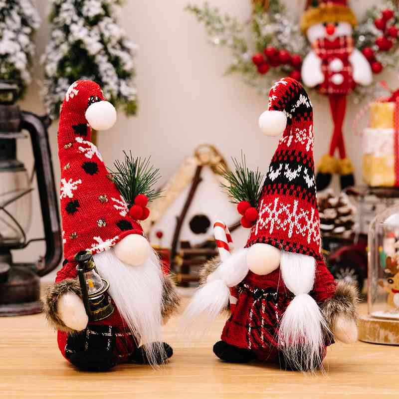 Pom-Pom Trim Pointed Hat Christmas Gnomes - 9.5" - T - 2 TYPES -