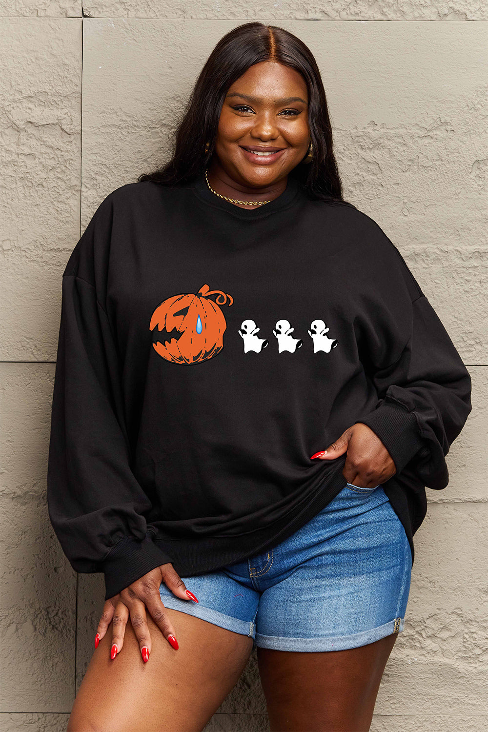 Simply Love Full Size Graphic Dropped Shoulder Sweatshirt - S THRU 3XL - T - 2 COLORS -