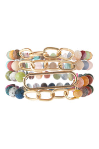 Thumbnail for Riah Fashion - Chain Beaded Stretch Bracelet - 6 COLORS -