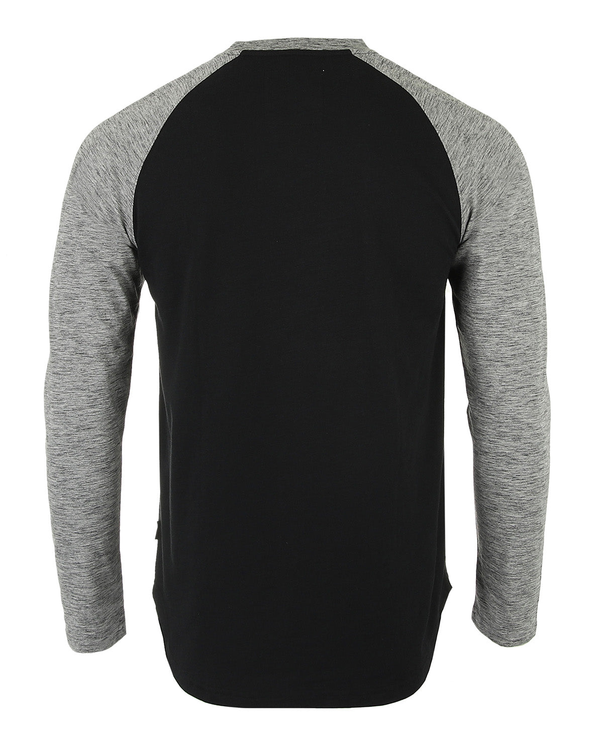 Men's Long Sleeve Color Block Raglan v Neck Henley Curved Hem Slim Shirt - 1 COLOR