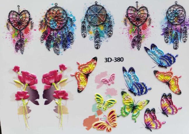 3D Acrylic Engraved / Relief - Flower Nail Stickers Embossed Flowers & Leaves - [27 DAY DELIVERY] -  Water Decals  - 19 STYLES! -