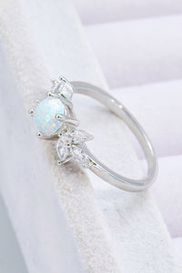 Thumbnail for 925 Sterling Silver Opal and Zircon Ring - T - SIZES 5 THRU 10 - 1 COLOR -