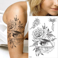 Thumbnail for Temporary Tattoos - Black Flower Tattoo Sleeves -Water Transfer Tatoo - Peony Rose Tattoos - Body Art - Girls Arm Tattoos - [8 DAY DELIVERY] - 25 DESIGNS -