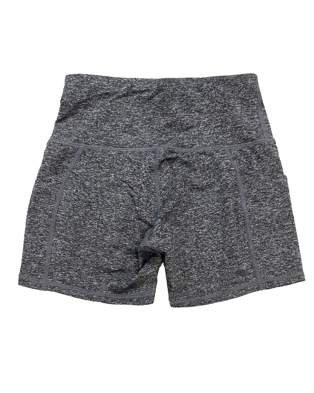 Savoy - Calcao High Waist Yoga Shorts With Pocket - Heather Grey - 1 COLOR -