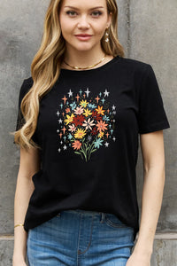 Thumbnail for Simply Love Full Size Floral Graphic Cotton Tee - T - 2 COLORS -