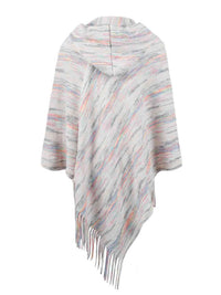 Thumbnail for Fringe Hem Hooded Poncho - T - 5 COLORS -