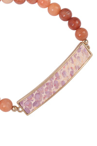 Thumbnail for Animal Print Bar With Beaded Stone Bracelet - 7 COLORS